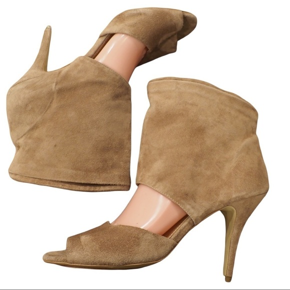 Eden Shoes sz 39 US 9 tan suede open toe heeled shooties - Picture 3 of 15